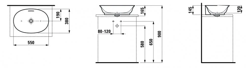 Раковина накладная Laufen New Classic 8.1285.3.400.109.1 белый