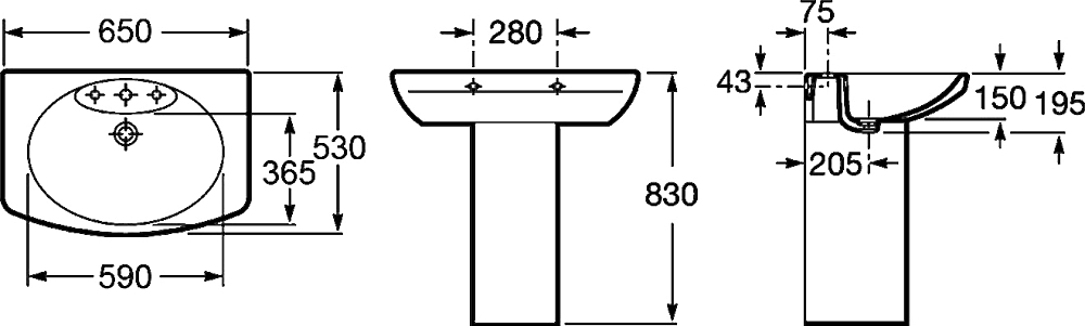 Раковина Roca Dama Senso 327511000 65 см