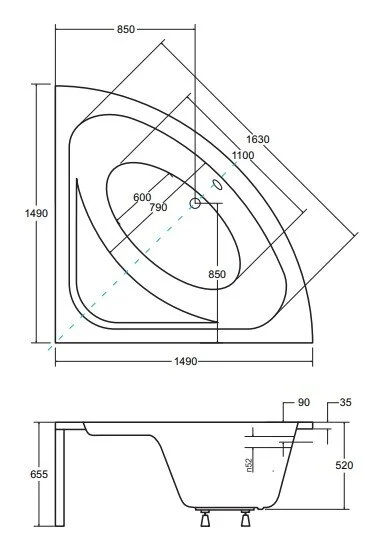 Акриловая ванна Besco Luksja WAL-150-NS белый