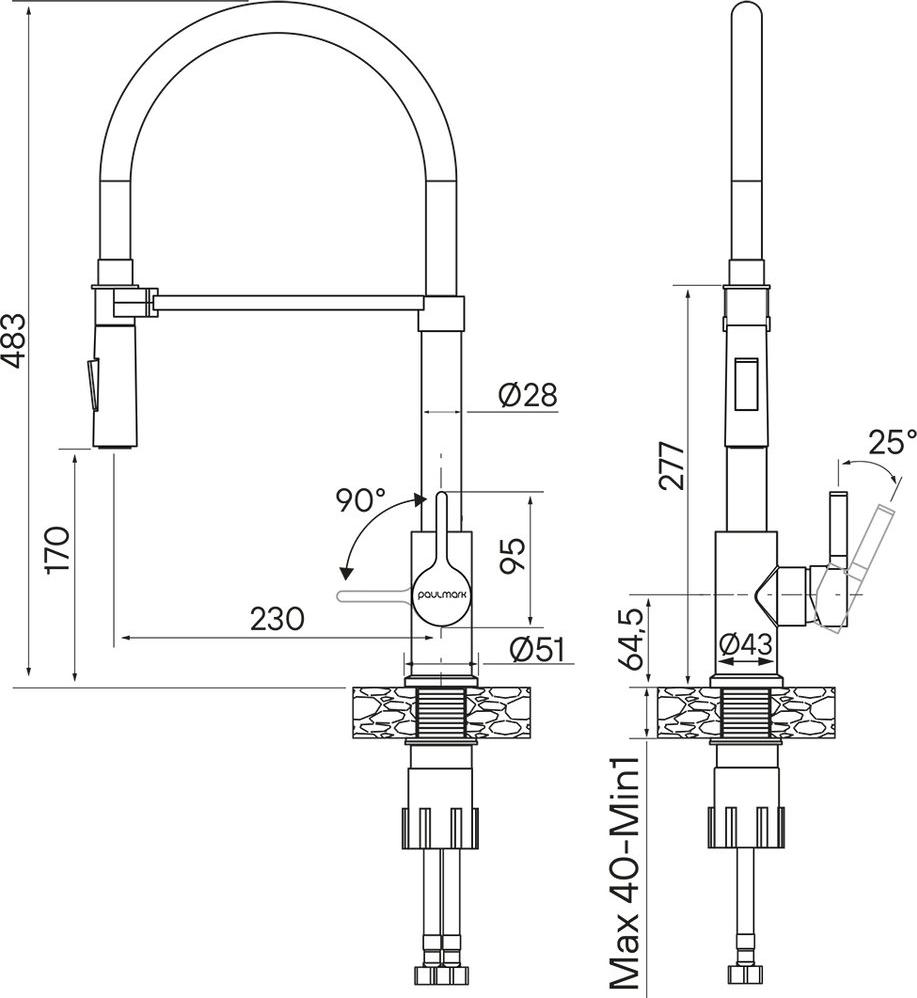 Смеситель для кухонной мойки Paulmark Halt Ha214021-G, золото