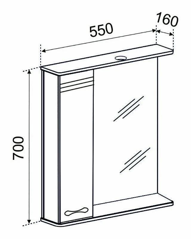 Зеркальный шкаф Emmy Рио rio55mir1-l белый