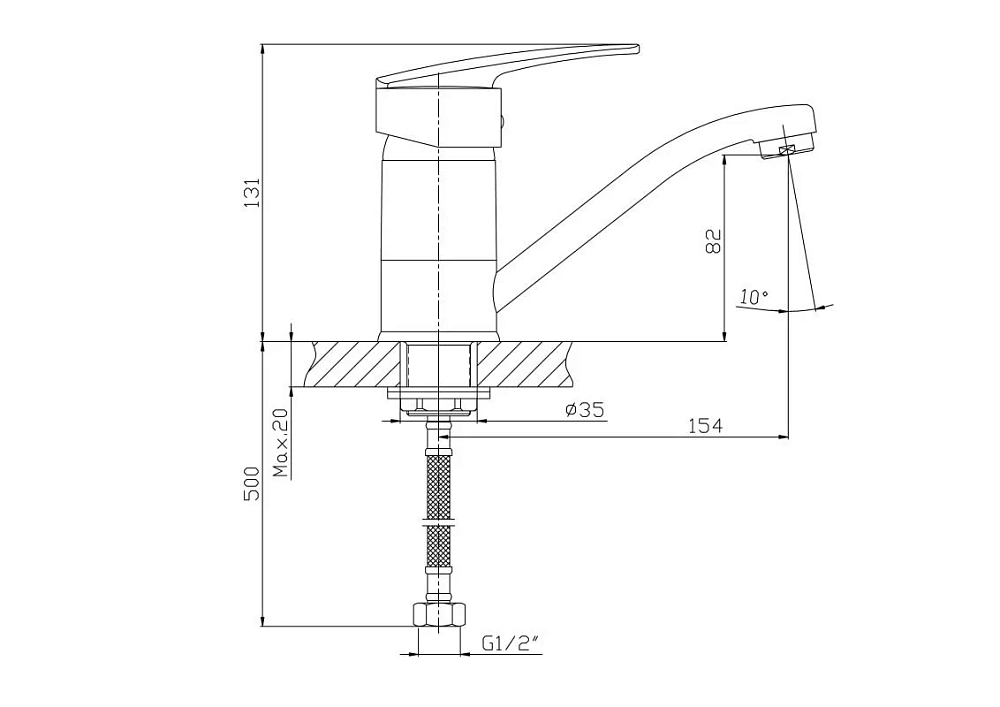 Смеситель для раковины Haiba HB06 HB4506-2 хром