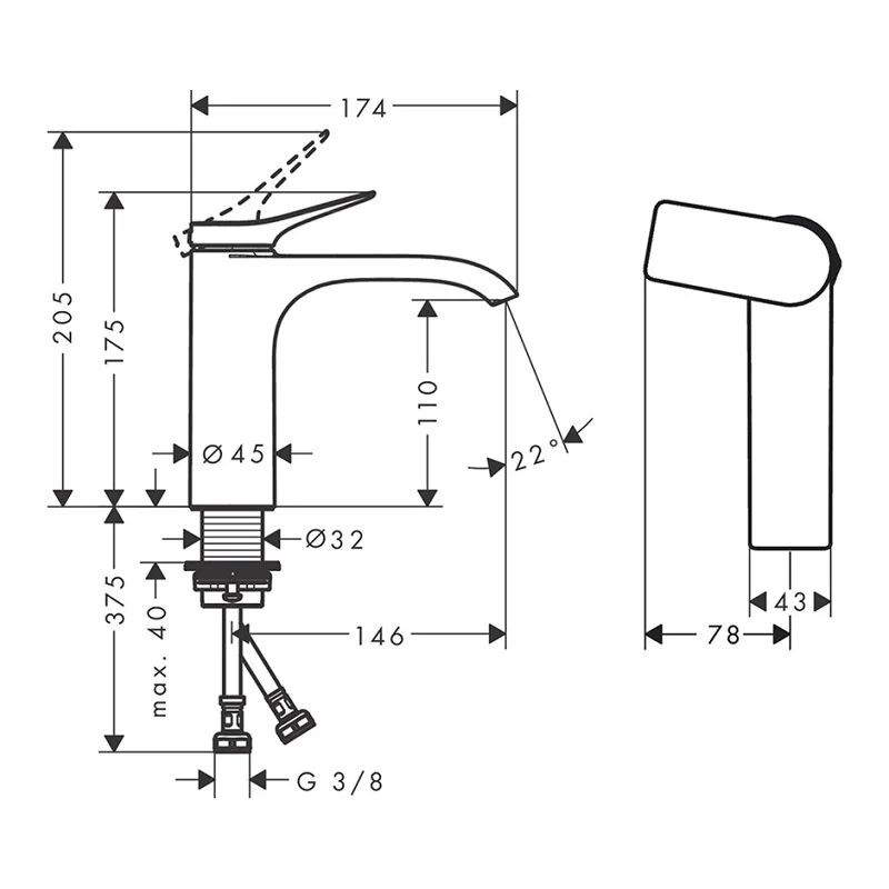 Смеситель для раковины Hansgrohe Vivenis 75024670 черный