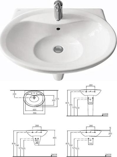 Раковина 70 см Ideal Standard Avance W403301