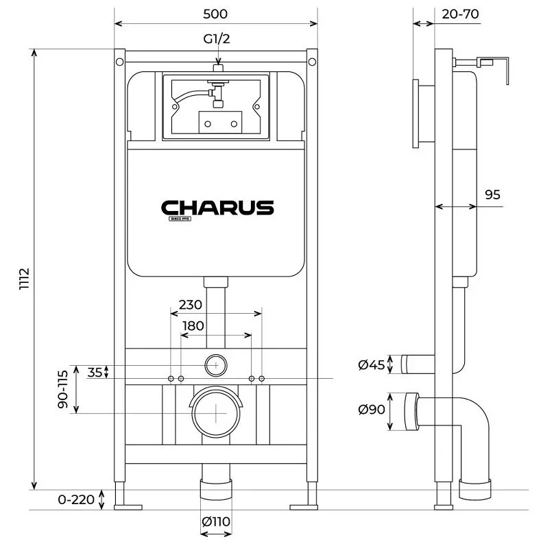 Инсталляция Charus Torre Blanco для подвесного унитаза, цвет белый, CC.300.80.01