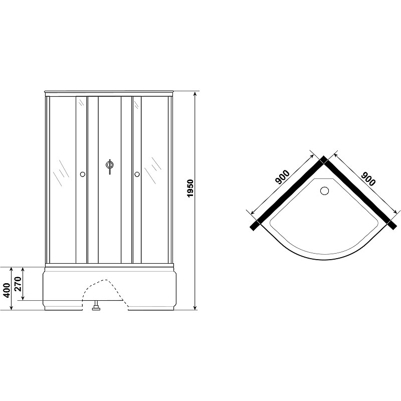 Душевая кабина Niagara Eco 90x90 E90/40/TN/BK без гидромассажа