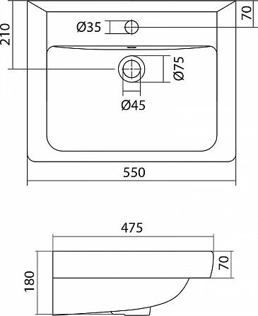 Тумба с раковиной Aquaton Йорк 55 1A1705K1YOAV0, белый/ясень фабрик