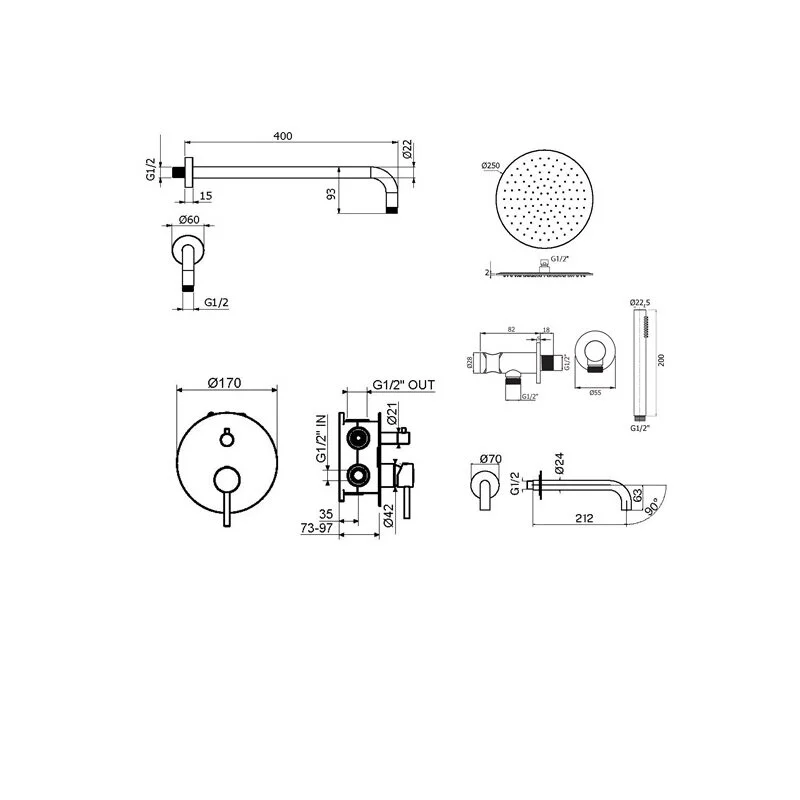 Душевая система Plumberia Selection Ixo KITXO19NO60 черный