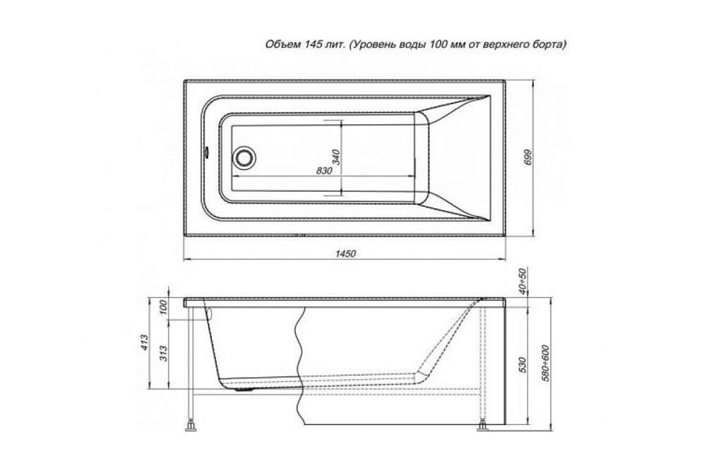 Боковая панель Aquanet Bright 145 00239595 белый