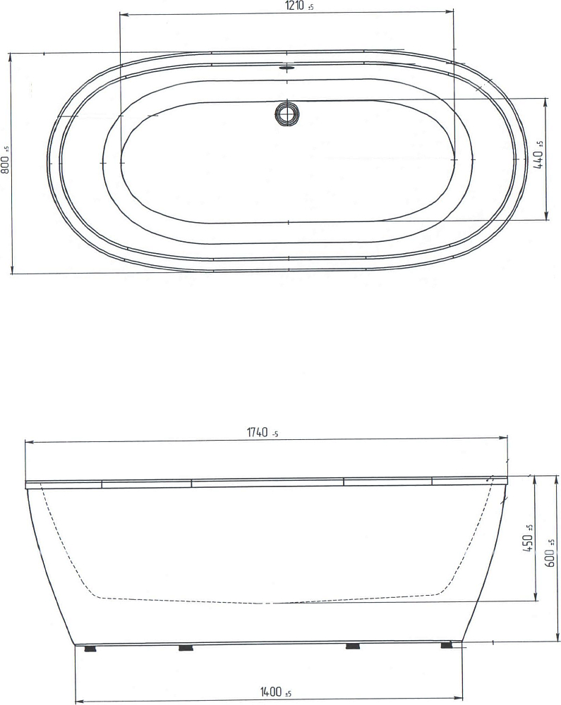 Акриловая ванна Creto Tailor 174x80 см 19-17480, белый