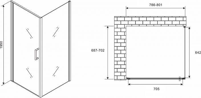 Душевой уголок Abber Sonnenstrand 80x70 AG04080-S70, профиль хром, стекло прозрачное