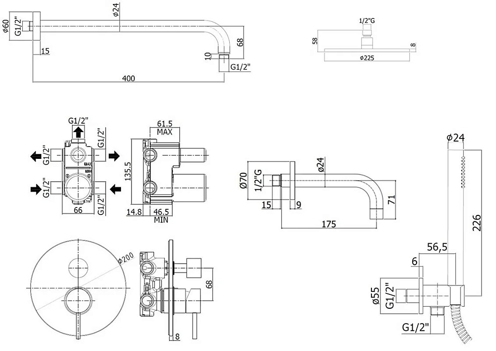 Душевая система Paffoni KIT LIG KITLIG019CR139 хром