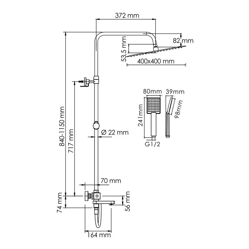 Душевая система WasserKRAFT серия A A199.119.141.087.CH Thermo хром