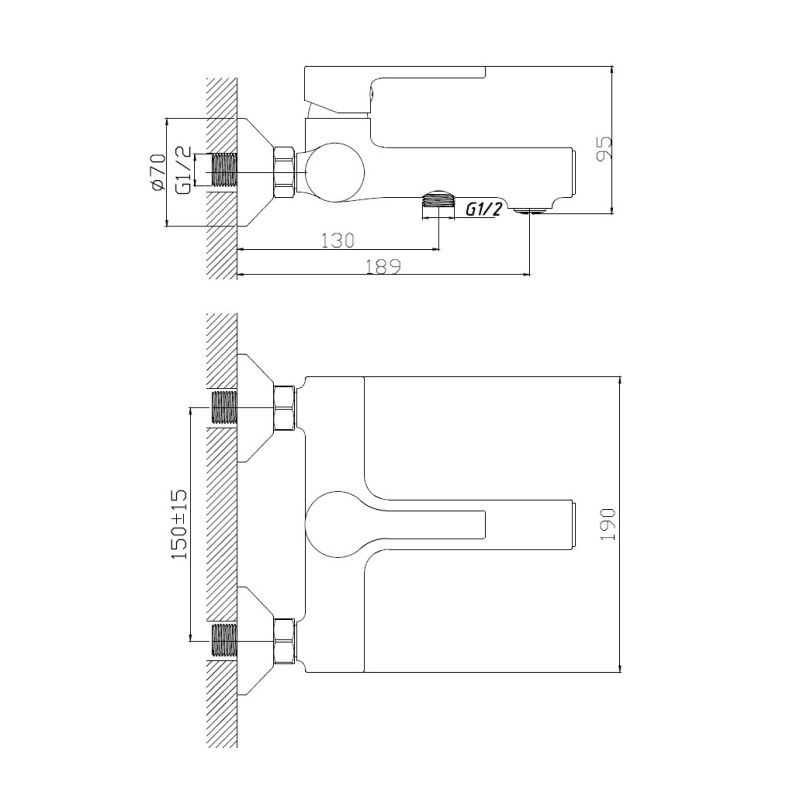 Смеситель для ванны Haiba HB60652 хром