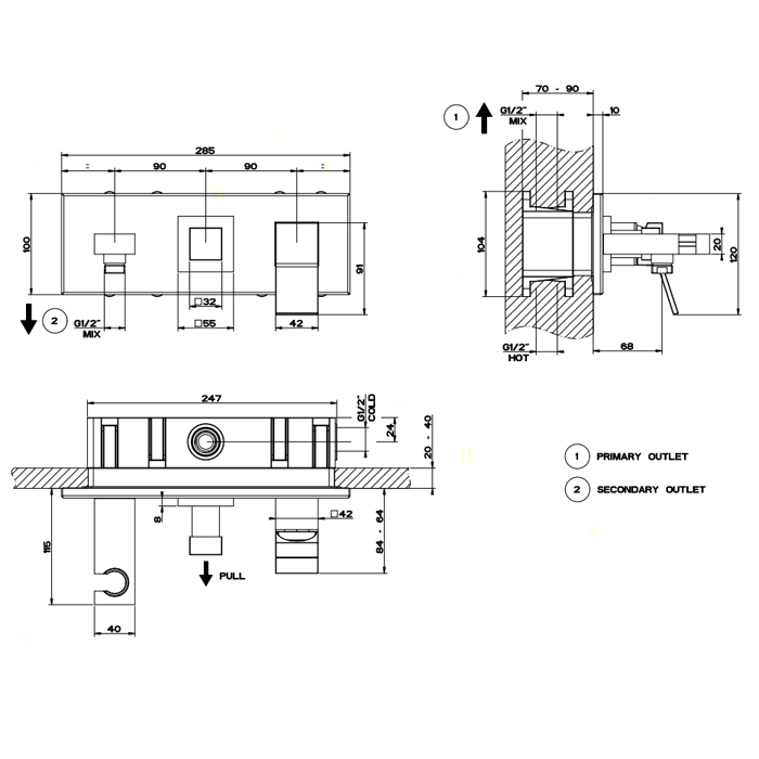 Смеситель для душа Gessi Rettangolo K 53141#031, хром