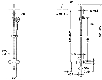 Душевая стойка Bravat Rhein F6429564BW-A-ENG матовый черный