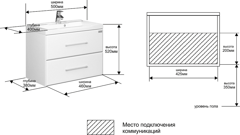 Мебель для ванной СанТа Омега Люкс 50 подвесная