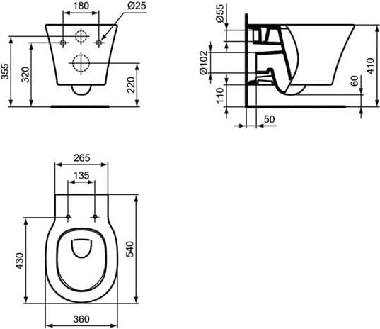 Комплект инсталляция с кнопкой смыва с подвесным унитазом Ideal Standard Prosys Connect Air R031001 с сиденьем микролифт