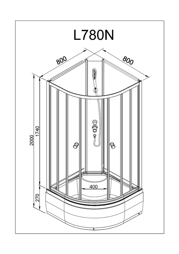 Душевая кабина Deto L L608NGM