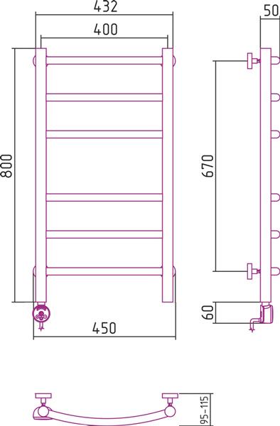 Полотенцесушитель электрический Сунержа Галант 80x40 L