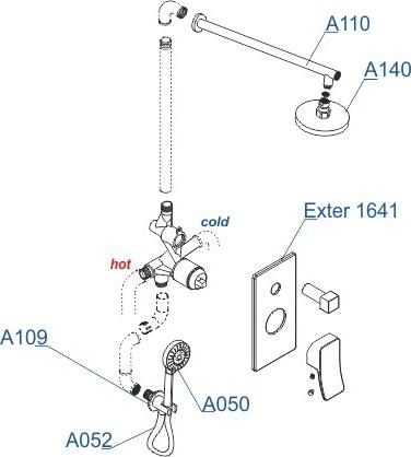 Встраиваемый комплект для душа WasserKRAFT Exter A16040, светлая бронза