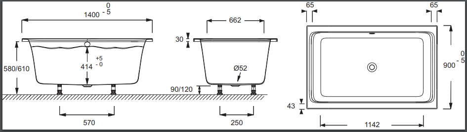 Акриловая ванна Jacob Delafon Capsule 140х90 E6D123-00