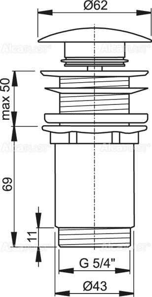 Донный клапан для раковины AlcaPlast A395