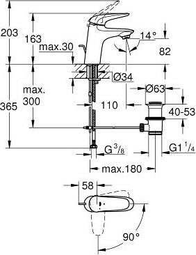 Смеситель для раковины Grohe Eurostyle 23709LS3 белая луна