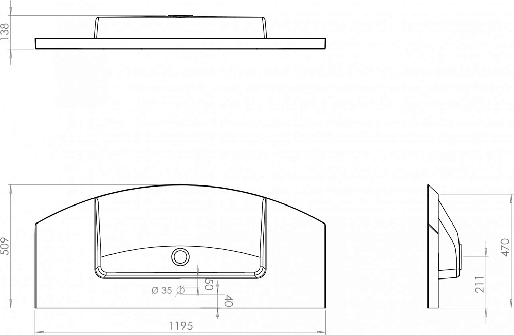 Раковина Dolomite Лонг 120 НФ-00006753 белый