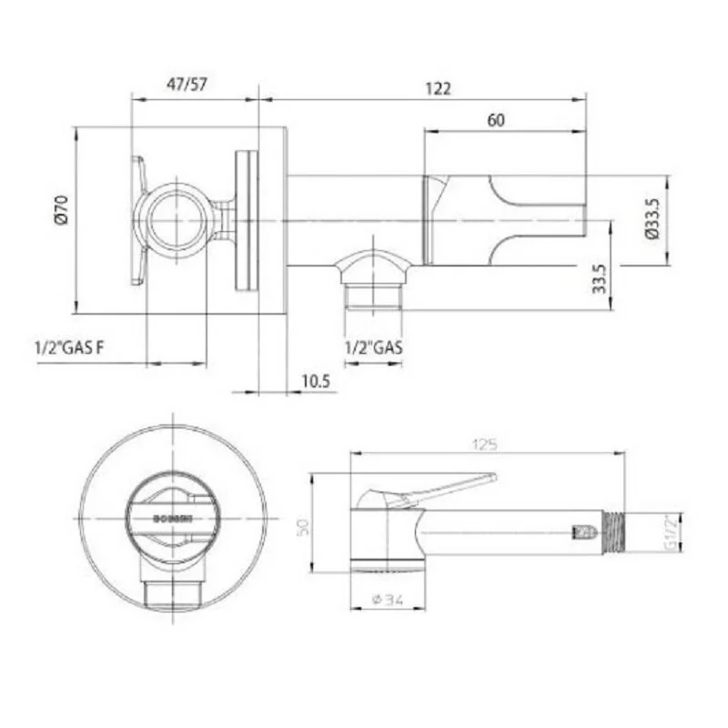 Душ гигиенический Bossini Paloma E34002.030 хром