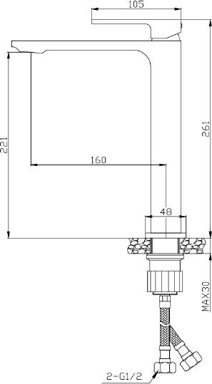 Смеситель для раковины 1 Orange Lutz M04-121cr, хром