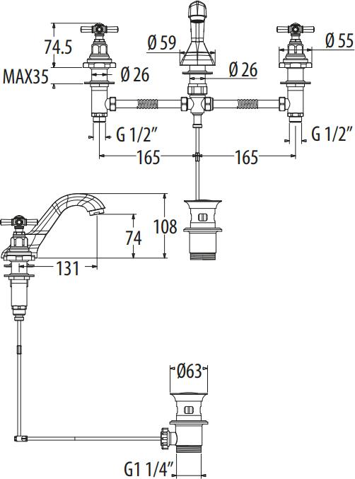 Смеситель для раковины Gattoni TRD TR095/18C0 хром