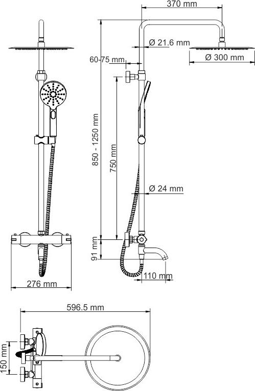 Душевая стойка WasserKRAFT Thermo A18801, хром