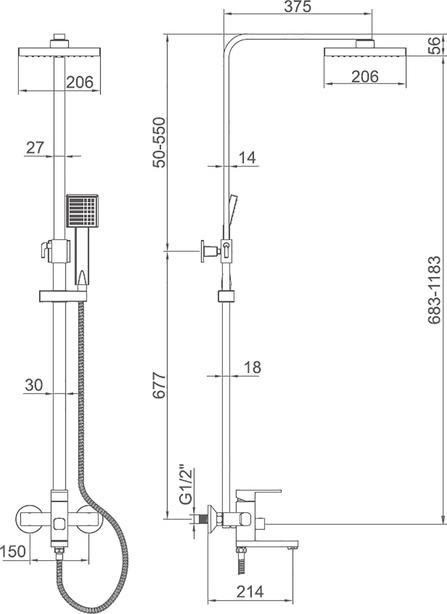 Душевая система Accoona A83310, хром