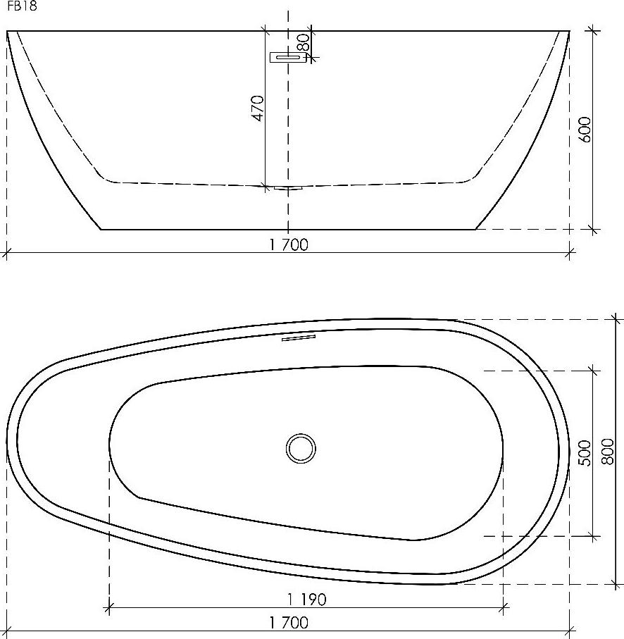 Акриловая ванна Sancos Avocado 170x80 FB18, белый