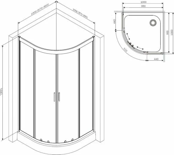 Душевая кабина Am.Pm Gem 100x100 W90UG-401-100MT, профиль хром, стекло прозрачное