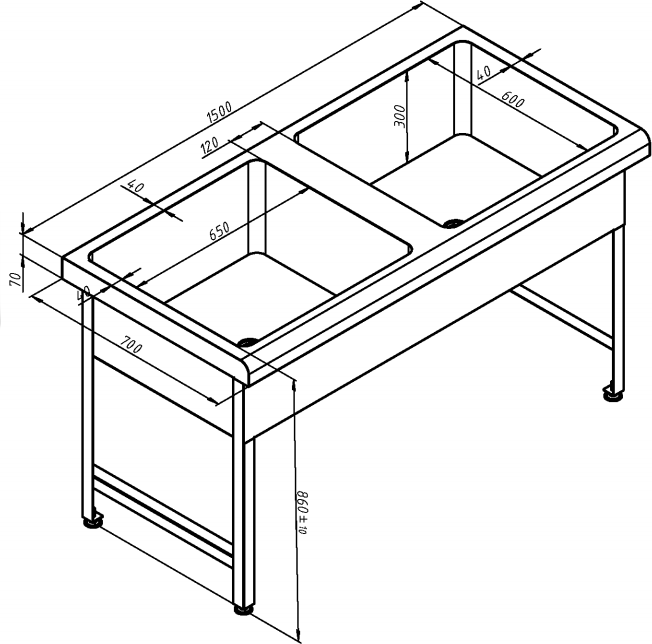 Кухонная мойка 150 см Oceanus 7-004.4, нержавеющая сталь