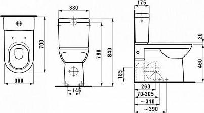 Унитаз-компакт Laufen Pro 8.2495.5.000.000.1 с бачком 8.2695.3.000.291.1 подвод снизу бачка