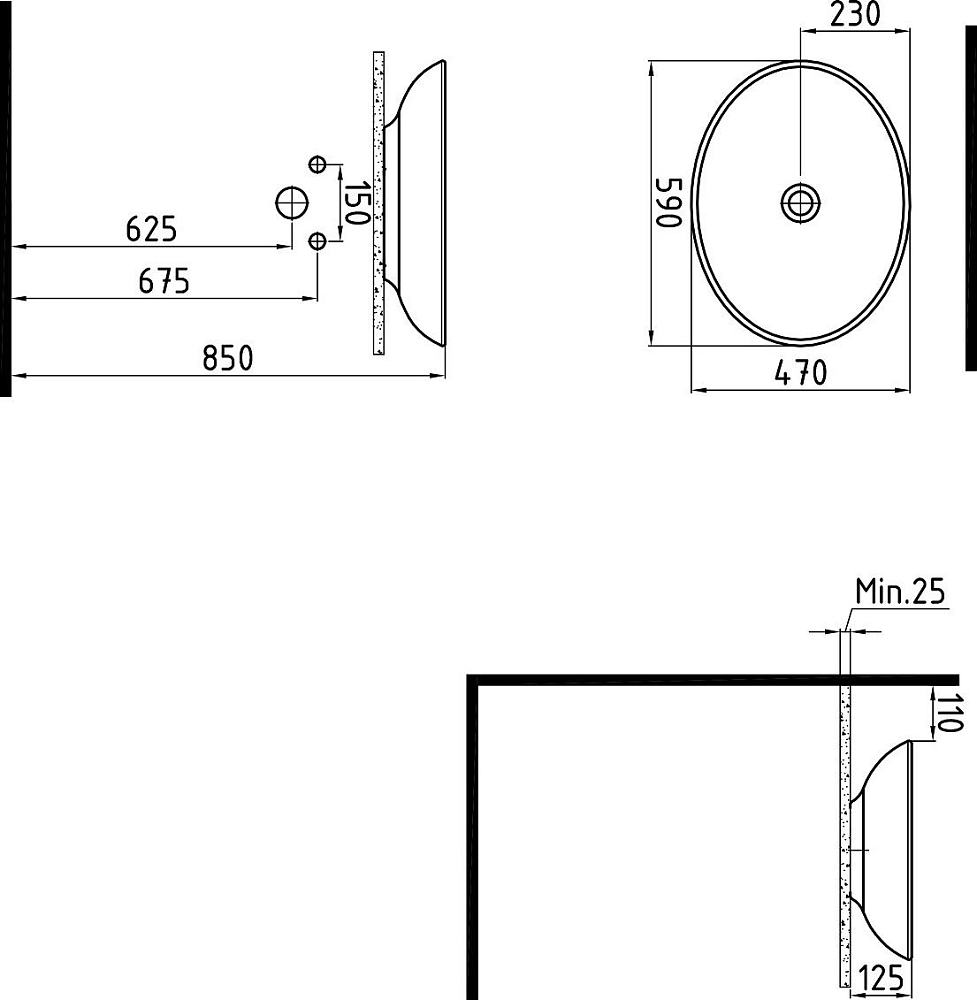 Раковина Bien Harmony HRLG05901FD0W3000 59 см