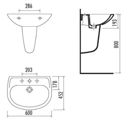 Раковина Creavit Sedef SD060.250.00 белый