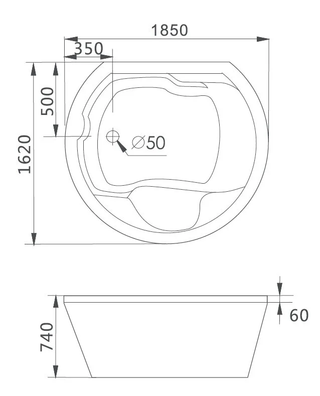 Акриловая ванна Gemy 185х162 G9053 B белый