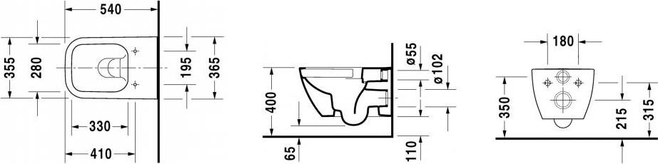 Подвесной унитаз Duravit Happy D.2 Rimless 2222098900 безободковый антрацит матовый