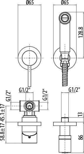 Смеситель с гигиеническим душем Gattoni Programma doccia 2211/22C0cr, хром