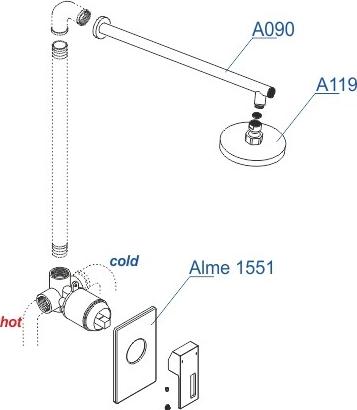 Встраиваемый комплект для душа WasserKRAFT Alme A12119, хром