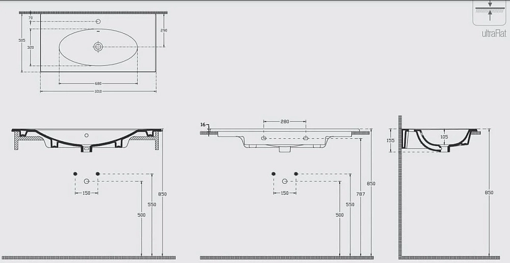 Раковина Isvea SistemaX Clear 10SX51101SV белый