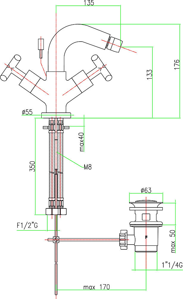 Смеситель Fiore XT 25CR0532 для биде