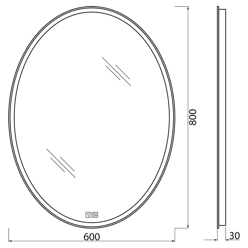 Зеркало BelBagno SPC-VST-600-800-LED-TCH-WARM 60 см, с подсветкой, подогревом и сенсорным выключателем