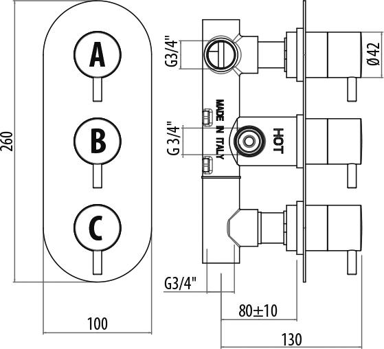 Смеситель для душа Gattoni Termostatici TS994/22C0cr, хром