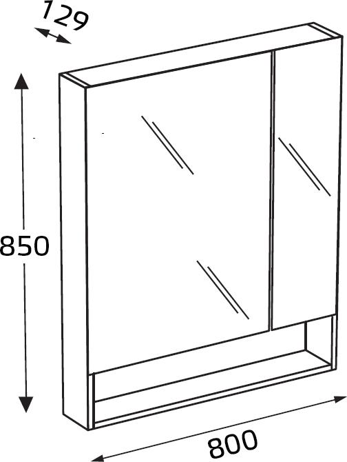 Зеркало-шкаф 80 см Roca Gap ZRU9302846, тиковое дерево