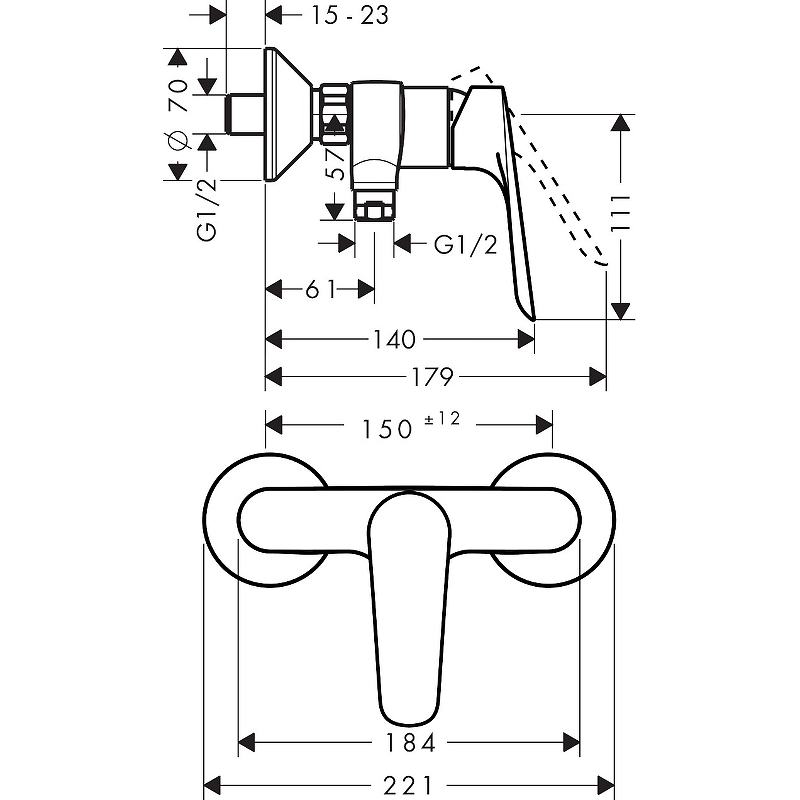 Смеситель для душа Hansgrohe Logis 71610000, хром